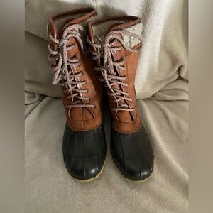 Lane Bryant Brown and Black Lace Up Boots Classic Design size 8